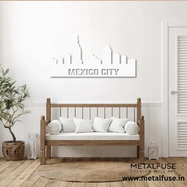 Metal_Wall_Art_for_Home_Decoration__|_Mexico_City_Skyline__|_White