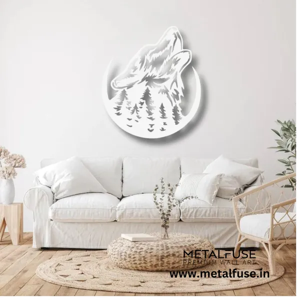 Metal_Wall_Art_for_Home_Decoration__|_Howling_Wolf__|_White