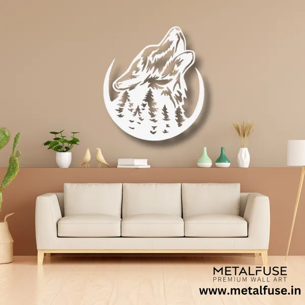 Metal_Wall_Art_for_Home_Decoration__|_Howling_Wolf__|_White