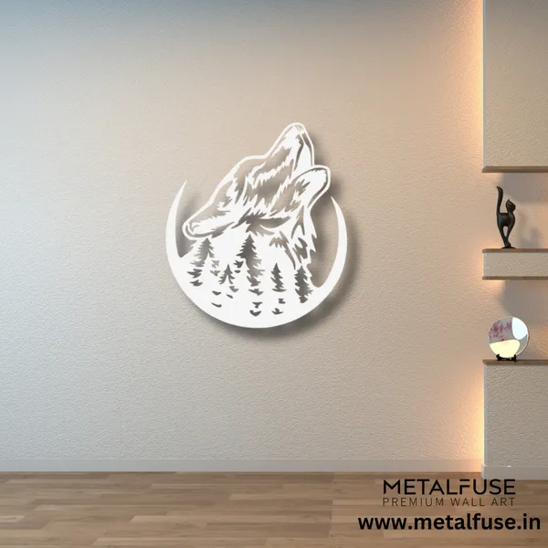 Metal_Wall_Art_for_Home_Decoration__|_Howling_Wolf__|_White