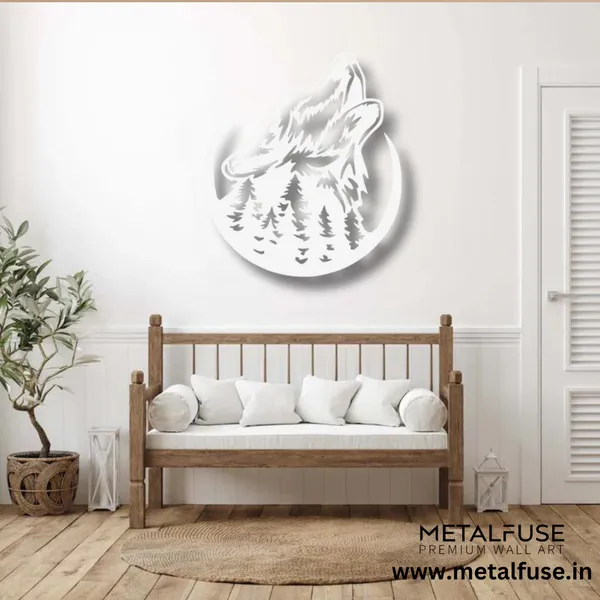 Metal_Wall_Art_for_Home_Decoration__|_Howling_Wolf__|_White
