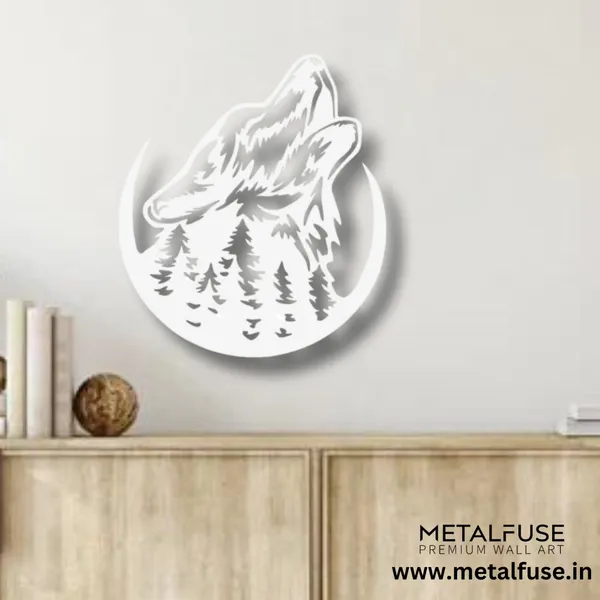 Metal_Wall_Art_for_Home_Decoration__|_Howling_Wolf__|_White