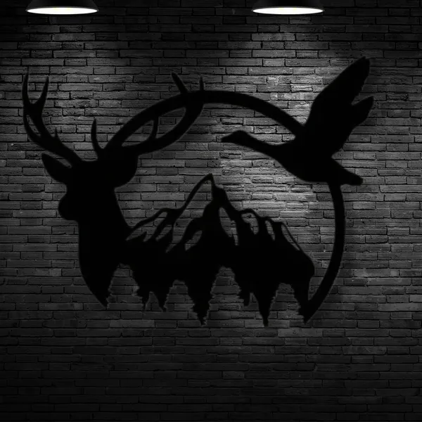 Metal_Wall_Art_for_Home_Decoration__|_Duck_&_Deer_Mountain__|_Black