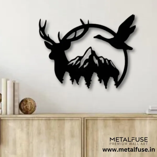 Metal_Wall_Art_for_Home_Decoration__|_Duck_&_Deer_Mountain__|_Black