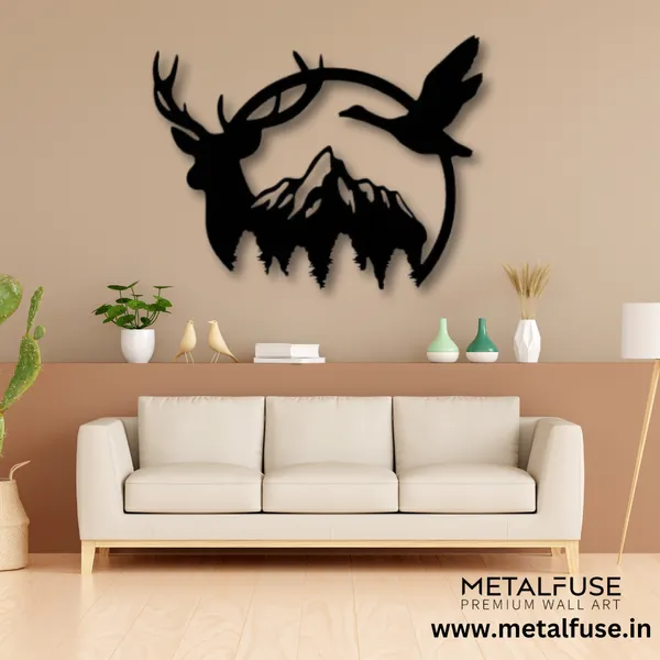 Metal_Wall_Art_for_Home_Decoration__|_Duck_&_Deer_Mountain__|_Black