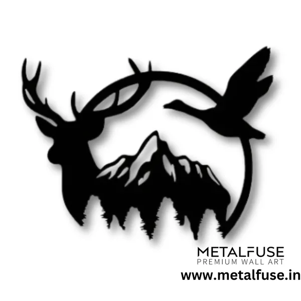 Metal_Wall_Art_for_Home_Decoration__|_Duck_&_Deer_Mountain__|_Black