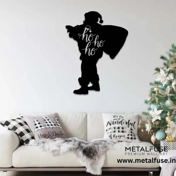 Metal_Wall_Art_for_Home_Decoration__|_Ho_Ho_Ho_Santa_Claus__|_Black