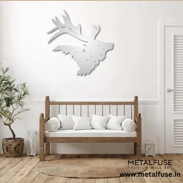 Metal_Wall_Art_for_Home_Decoration__|_Bull_Elk__|_Silver