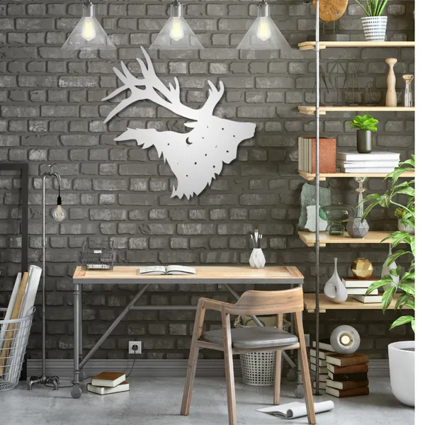 Metal_Wall_Art_for_Home_Decoration__|_Bull_Elk__|_Silver