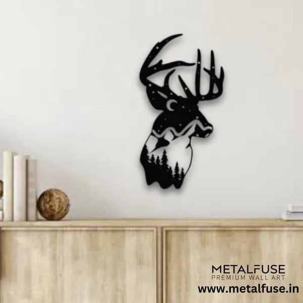 Metal_Wall_Art_for_Home_Decoration__|_Deer_Mountain_View__|_Black