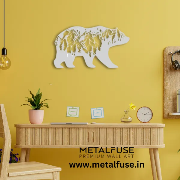 Metal_Wall_Art_for_Home_Decoration__|_3D_Look_Bear__|_Silver