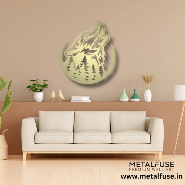 Metal_Wall_Art_for_Home_Decoration__|_Howling_Wolf__|_Gold