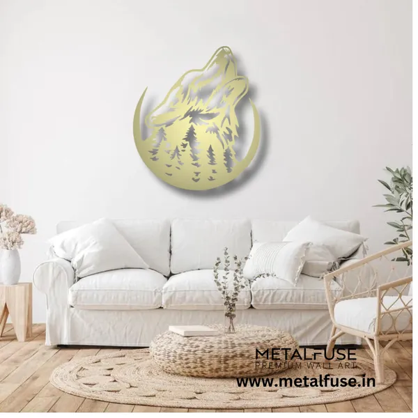Metal_Wall_Art_for_Home_Decoration__|_Howling_Wolf__|_Gold