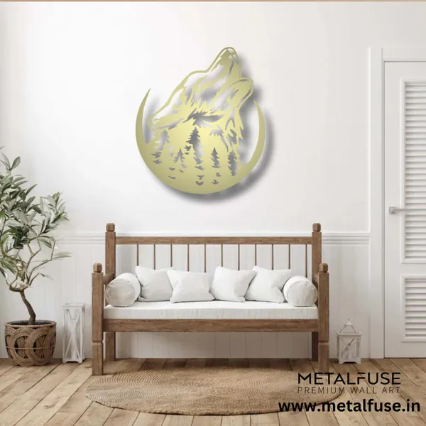 Metal_Wall_Art_for_Home_Decoration__|_Howling_Wolf__|_Gold