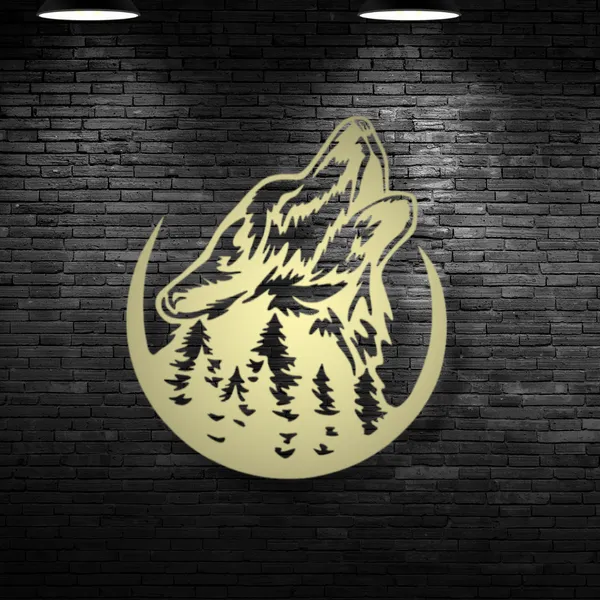 Metal_Wall_Art_for_Home_Decoration__|_Howling_Wolf__|_Gold
