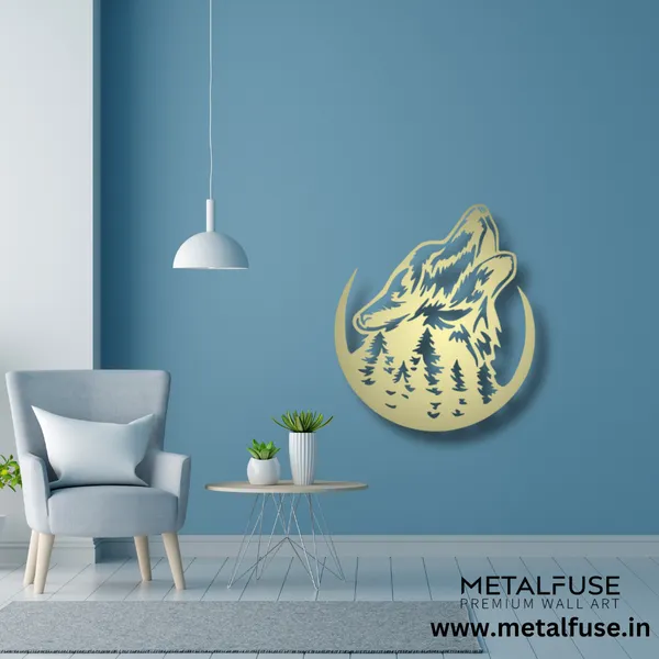 Metal_Wall_Art_for_Home_Decoration__|_Howling_Wolf__|_Gold