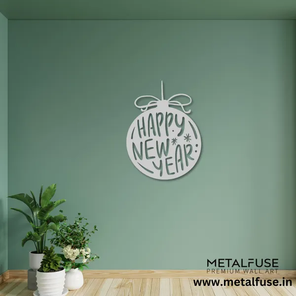 Metal_Wall_Art_for_Home_Decoration__|_Happy_New_Year_Ornament__|_Silver