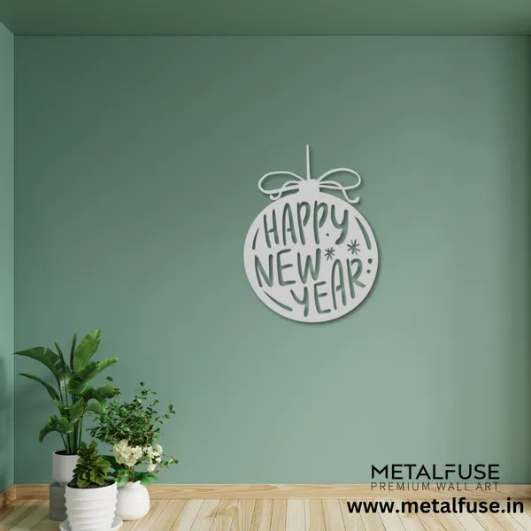 Metal_Wall_Art_for_Home_Decoration__|_Happy_New_Year_Ornament__|_Silver