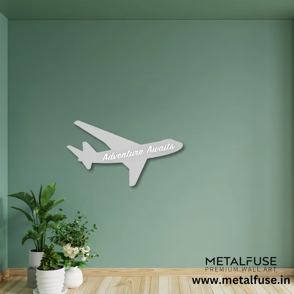 Metal_Wall_Art_for_Home_Decoration__|_Adventure_Awaits_Airplane__|_Silver