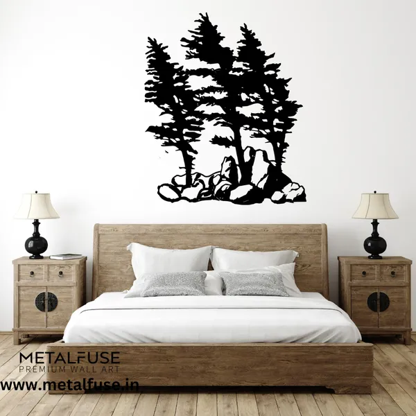 Metal_Wall_Art_for_Home_Decoration__|_Windy_Pines__|_Black