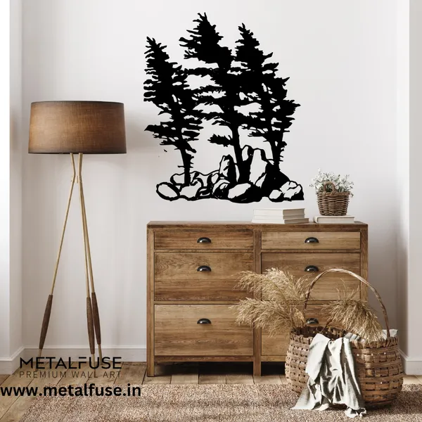 Metal_Wall_Art_for_Home_Decoration__|_Windy_Pines__|_Black