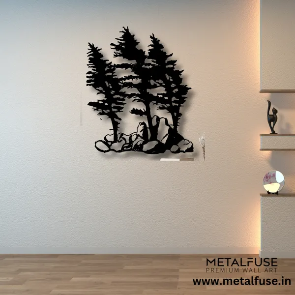 Metal_Wall_Art_for_Home_Decoration__|_Windy_Pines__|_Black