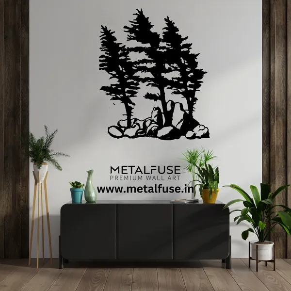 Metal_Wall_Art_for_Home_Decoration__|_Windy_Pines__|_Black
