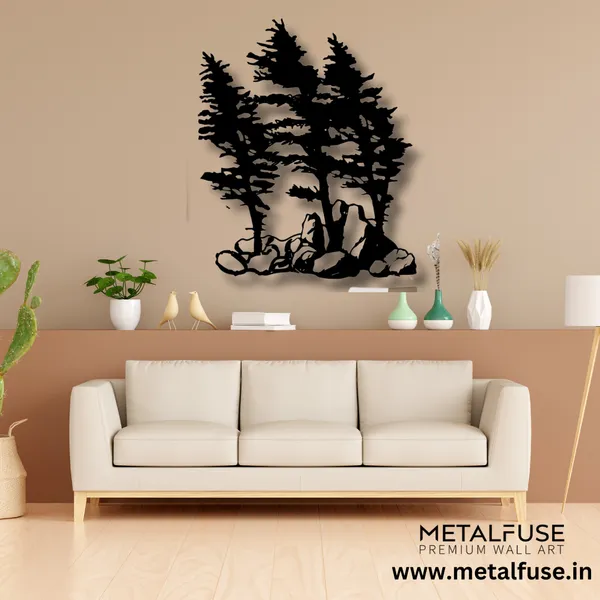 Metal_Wall_Art_for_Home_Decoration__|_Windy_Pines__|_Black