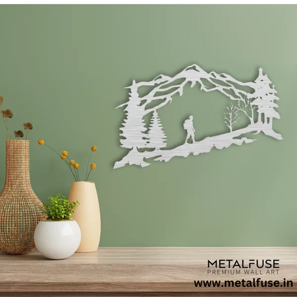 Metal_Wall_Art_for_Home_Decoration__|_Mountain_Backpacker__|_Silver