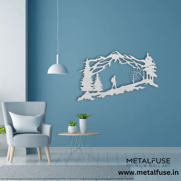 Metal_Wall_Art_for_Home_Decoration__|_Mountain_Backpacker__|_Silver