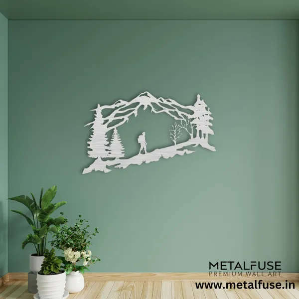 Metal_Wall_Art_for_Home_Decoration__|_Mountain_Backpacker__|_Silver