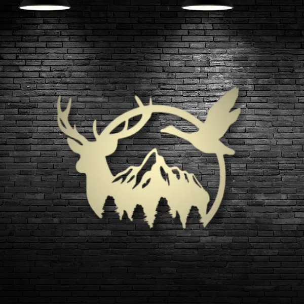 Metal_Wall_Art_for_Home_Decoration__|_Duck_&_Deer_Mountain__|_Gold