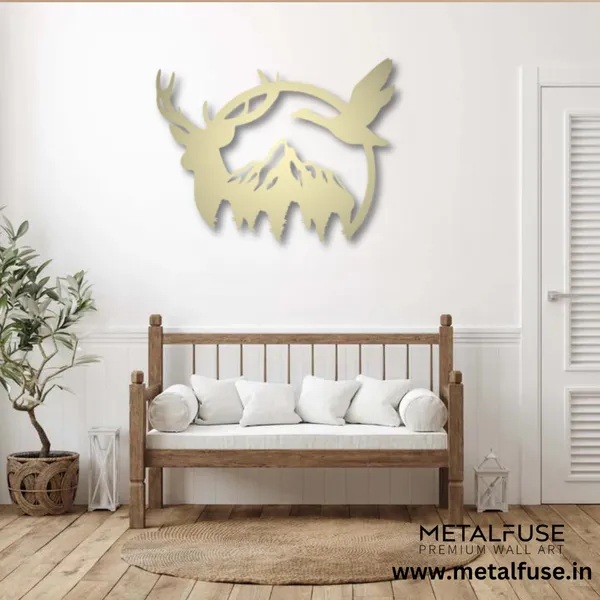 Metal_Wall_Art_for_Home_Decoration__|_Duck_&_Deer_Mountain__|_Gold