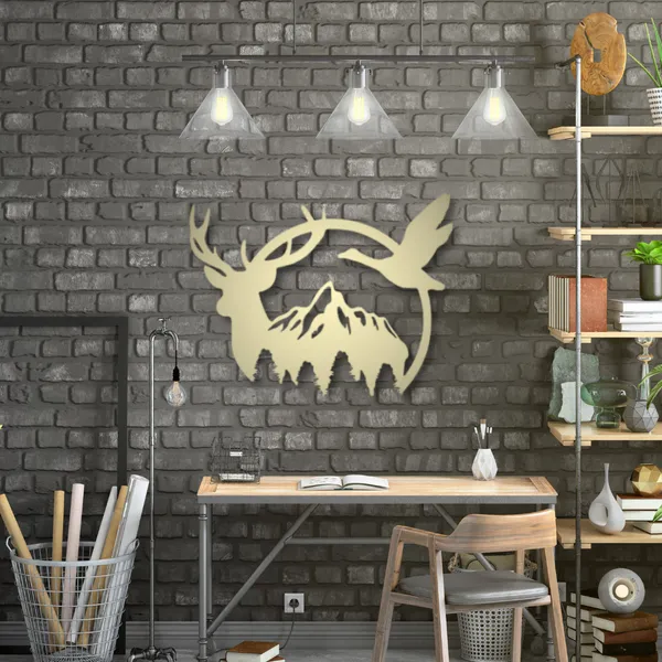 Metal_Wall_Art_for_Home_Decoration__|_Duck_&_Deer_Mountain__|_Gold