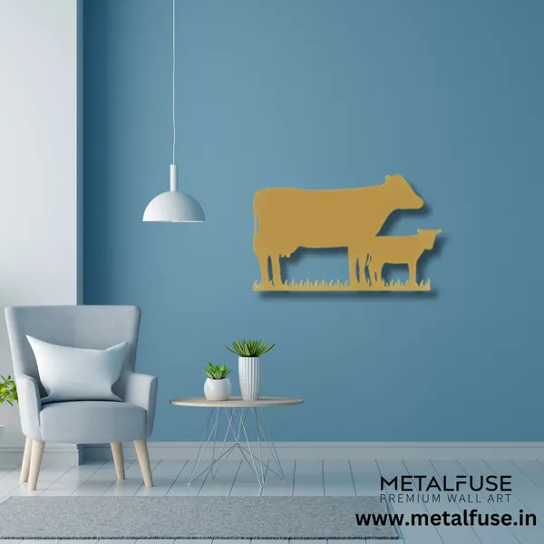 Metal_Wall_Art_for_Home_Decoration__|_Cow_Family__|_Gold