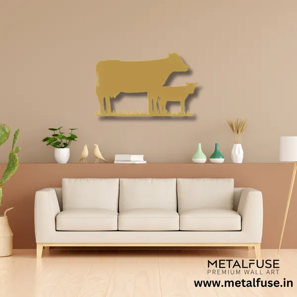 Metal_Wall_Art_for_Home_Decoration__|_Cow_Family__|_Gold