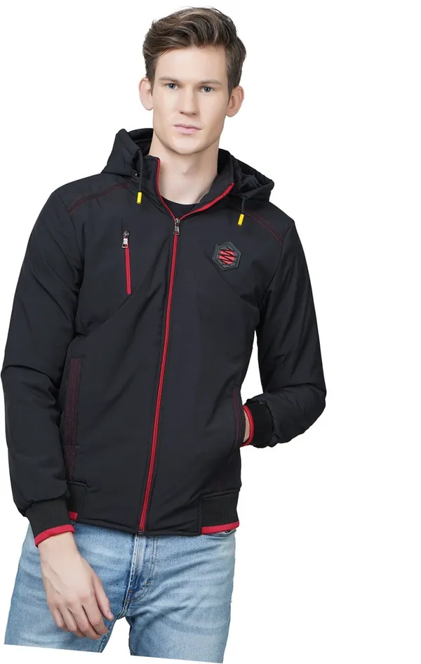 Black_Polyester_Casual_Jacket_For_Men