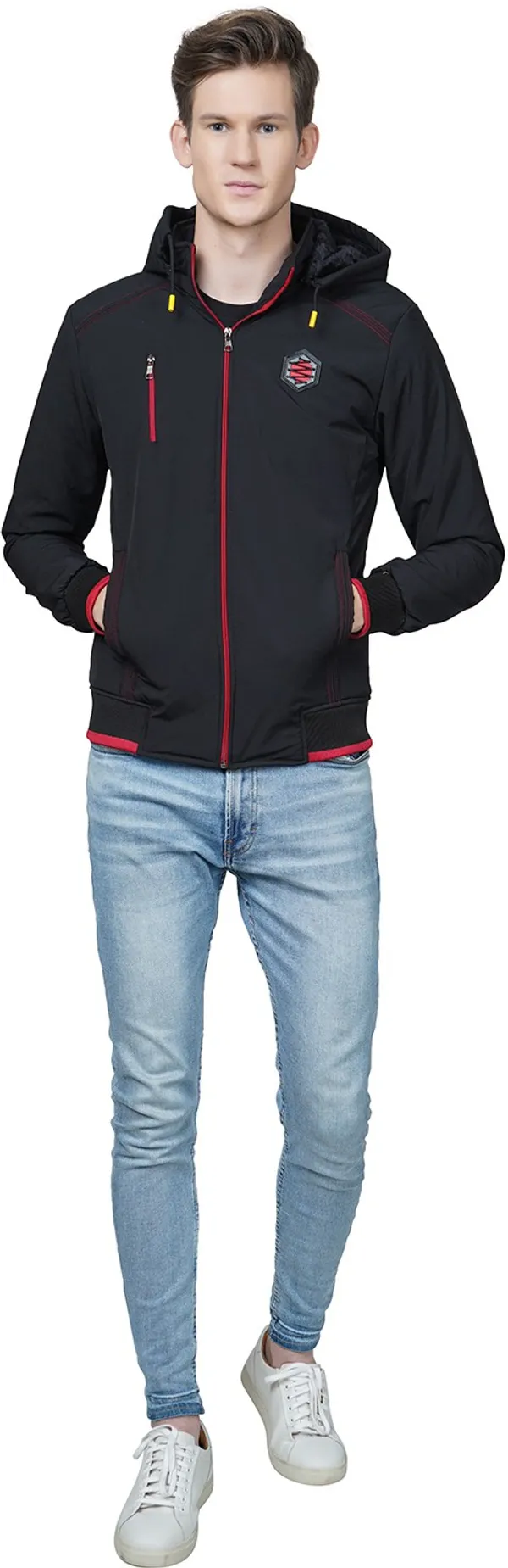 Black_Polyester_Casual_Jacket_For_Men