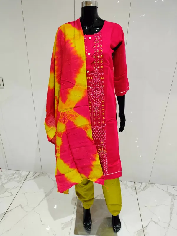 Rani_3_Pcs_Kurti_Pant_Silk_Hand_Work_For_Women