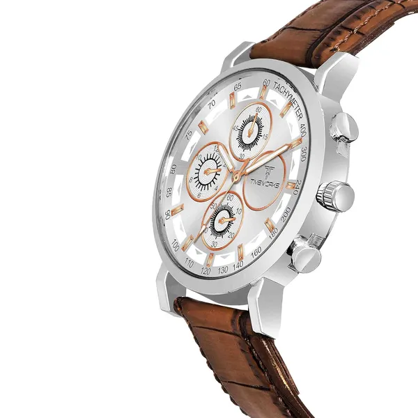 Timeworks_Analogue_Round_Shaped_White_Dial_Leather_Strap_Men'S_And_Boy'S_Watch