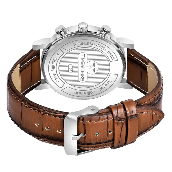 Timeworks_Analogue_Round_Shaped_White_Dial_Leather_Strap_Men'S_And_Boy'S_Watch