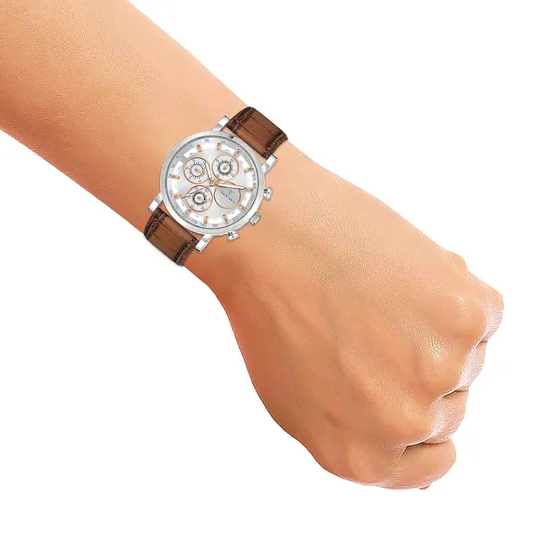 Timeworks_Analogue_Round_Shaped_White_Dial_Leather_Strap_Men'S_And_Boy'S_Watch