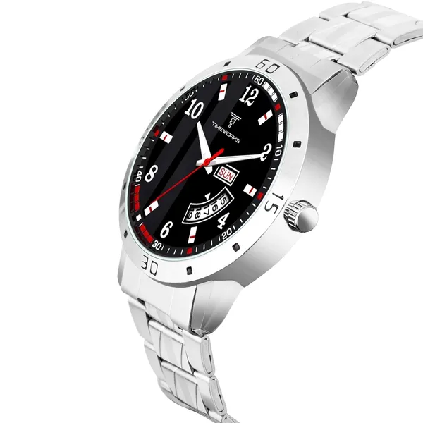 Timeworks_Designer_Day&Date_Round_Black_Dial_Stainless_Steel_Chain_Men'S_&_Boy'S_Watch