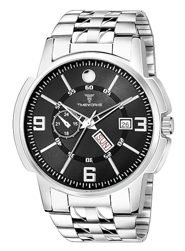 Timeworks_Designer_Day_&_Date_Black_Round_Dial_Men'S_&_Boy'S_Watch