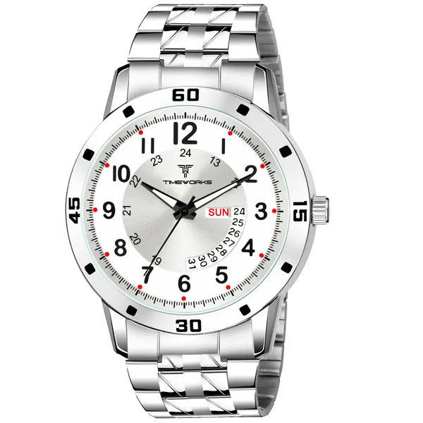 Timeworks_Designer_Round_Day_&_Date_White_Dial_Men'S_&_Boy'S_Watch