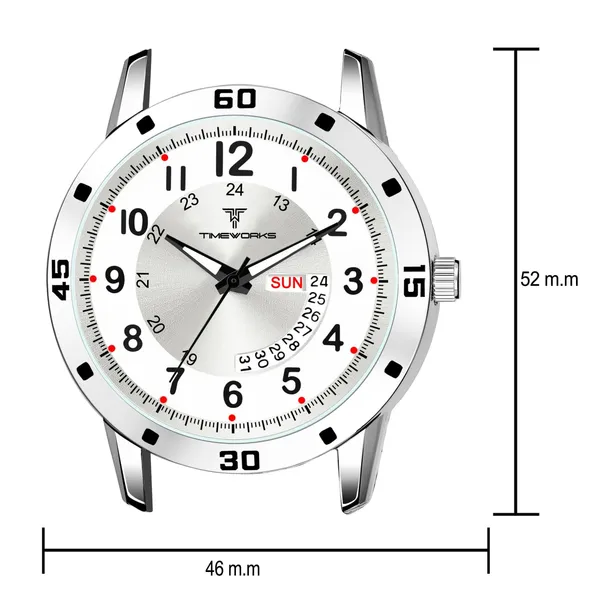 Timeworks_Designer_Round_Day_&_Date_White_Dial_Men'S_&_Boy'S_Watch