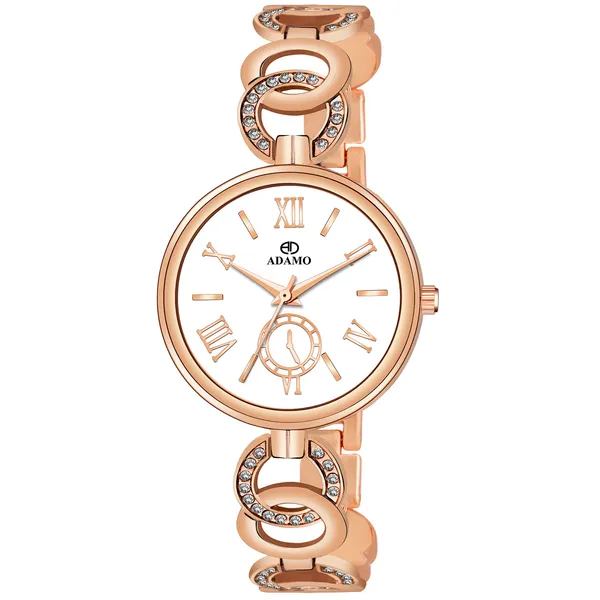 White_&_Rose_Gold_Designer_Dial_Women_&_Girls_Watch
