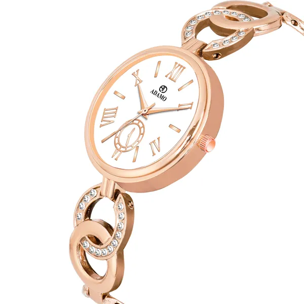 White_&_Rose_Gold_Designer_Dial_Women_&_Girls_Watch