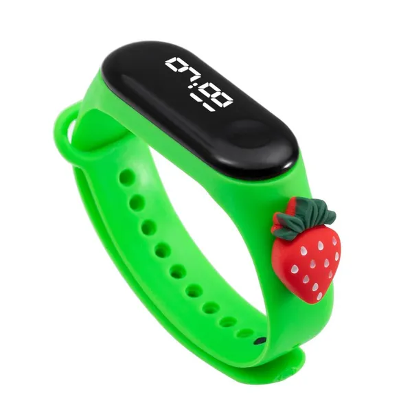 Green_Strawberry_Digital_Dial_Stylish_And_Fashionable_Wrist_Watch_Led_Band_For_Kids,_Colourrful_Cartoon_Character_Super_Hero_Waterproof_Watch_For_Boys_&_Girls