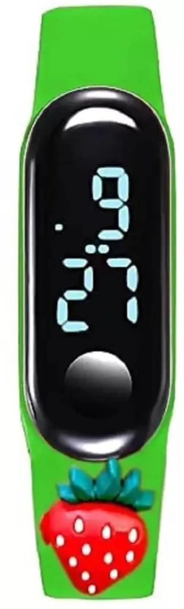 Green_Strawberry_Digital_Dial_Stylish_And_Fashionable_Wrist_Watch_Led_Band_For_Kids,_Colourrful_Cartoon_Character_Super_Hero_Waterproof_Watch_For_Boys_&_Girls